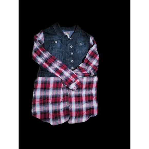 Upcycled Denim Jacket*Recycle Jean Jacket*Large*Upcycled Jean Plaid Flannel Jack - Picture 6 of 7